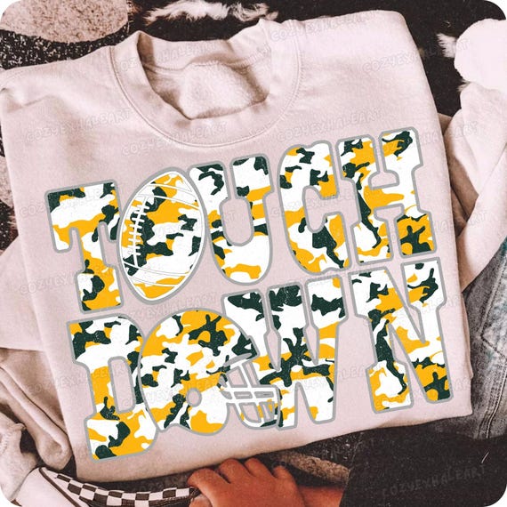Grunge Camo Football Sublimation Design: Game Day Clipart for Sports Moms & Hunting Enthusiasts