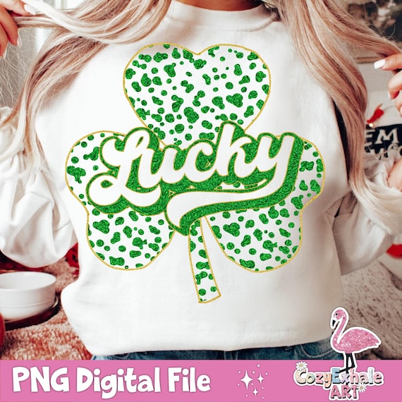 Lucky Shamrock PNG: Dalmatian Print, St Patrick's Day Design (Digital Download)