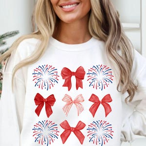 Coquette 4th of July PNG, Girly Country Western Independence Day, Red White Blue Fireworks, Patriotic Sublimation Digital Download