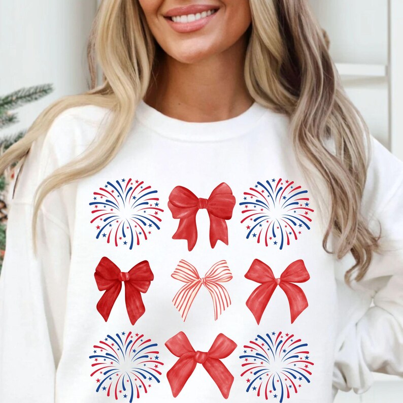 Close-up of Coquette 4th of July PNG featuring country western hat and fireworks.