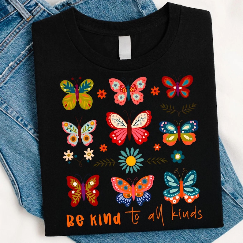 Be Kind PNG, Boho Floral Design, Inspirational Quote, Kindness Shirt PNG, Butterfly Design, Wildflower PNG, Hippie Sublimation, Positive Message PNG, Floral Doodle Art, T-Shirt Design File, Sublimation Design, Be Kind to All, Floral Quote PNG