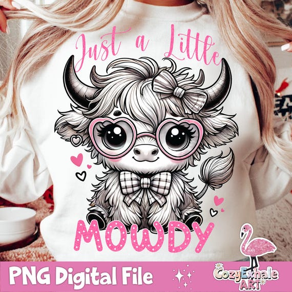 Funny Highland Cow PNG: Retro Mowdy Heifer Sublimation (Digital Download)