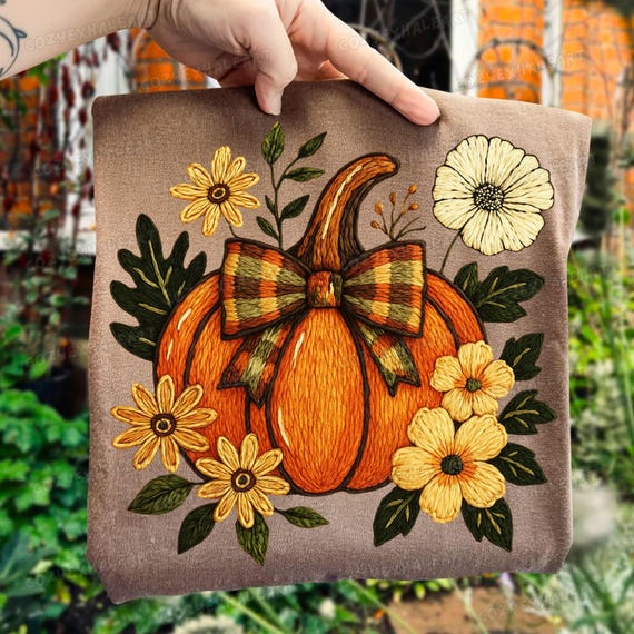 Boho Floral Pumpkin PNG: Coquette Fall Design for Sublimation, Gothic Girly Retro Halloween Decor
