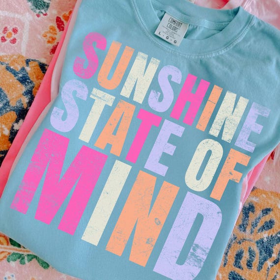 Sunshine State of Mind PNG: Retro Floral Beach Design (Digital Download)