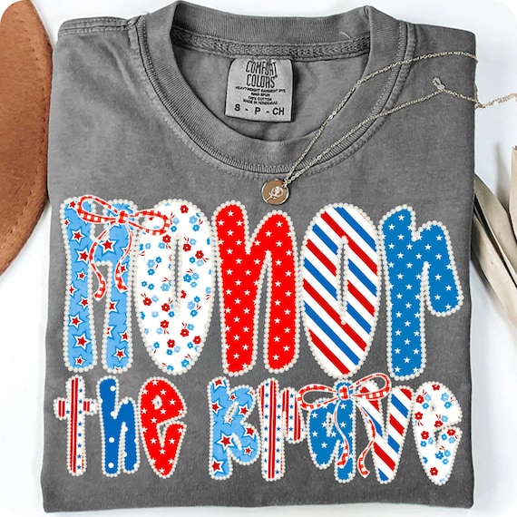 Retro Floral Patriotic PNG: Honor the Brave, 4th of July Design (Digital Download