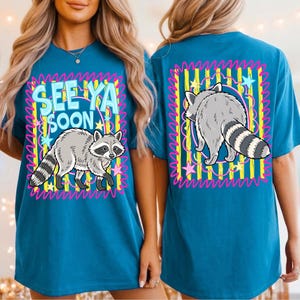 raccoon png, trash panda png, see ya soon png, preppy raccoon, striped png, sarcastic png, sublimation design, dtf transfer, retro raccoon, raccoon shirt png, animal png, y2k aesthetic, digital download