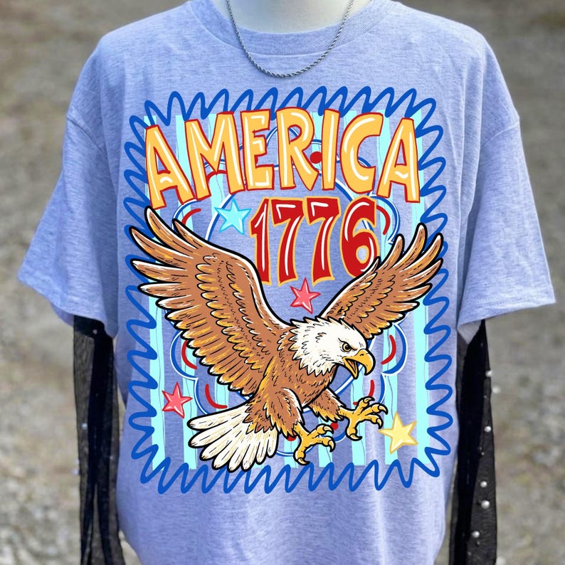 Retro America 250th Anniversary Eagle Sublimation Design with 1776 Text