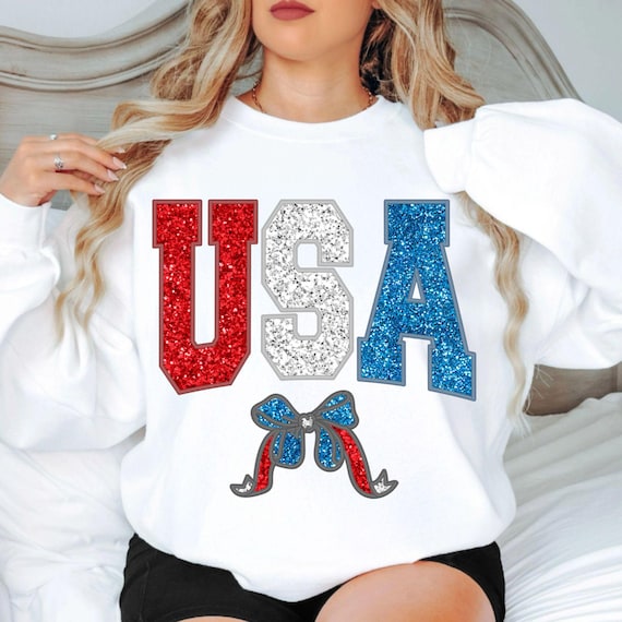 Sequin USA PNG: 4th of July Coquette Bow Design (Digital Download)