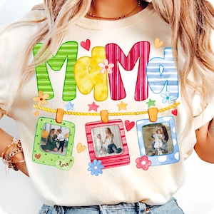 Custom Mama Kids Photo PNG | Mother&#39;s Day Photo Frame | Add Photos Canva Design | Nana Mimi Gigi Floral Bow | Grandmillennial Gift Mom