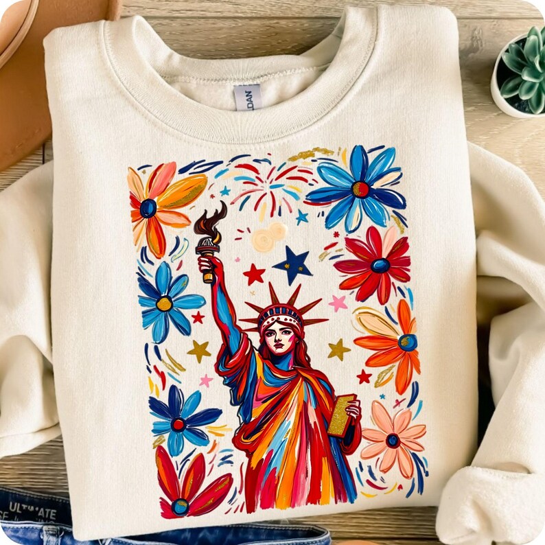 Retro 4th of July Statue of Liberty PNG, USA Flag PNG, America 4th of July Digital Design, Independence Day PNG, Retro American Shirt