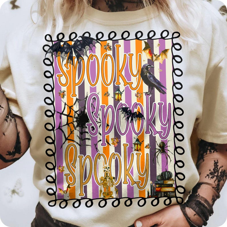 Halloween Spooky Preppy PNG, Retro Pumpkin Sublimation Design, Cute Spooky Fall Shirt PNG, Preppy Halloween Digital Download
