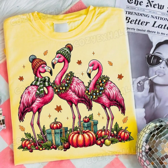 Funny Flamingo Halloween PNG: Witch Hat, Pumpkin Clipart (Digital Download