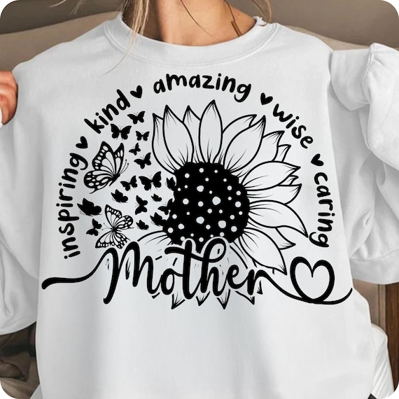 Mother's Day Sunflower Digital Design: Floral PNG Download for Gifts, Shirts, and Crafts