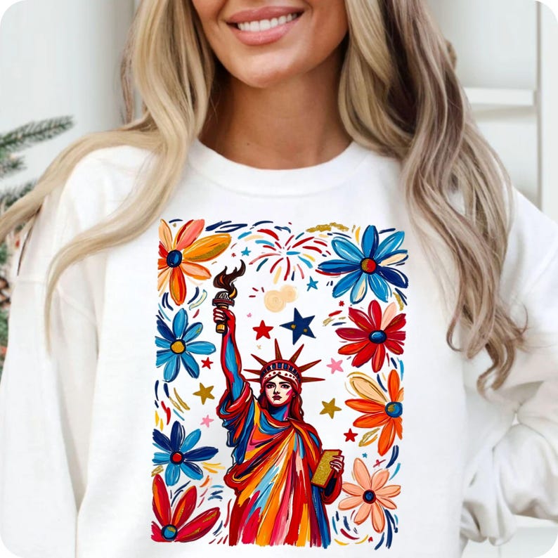 Image of Retro Statue of Liberty PNG 4th of July USA Flag Design Independence Day America Png American Flag USA 1776 Sublimation Shirt Design