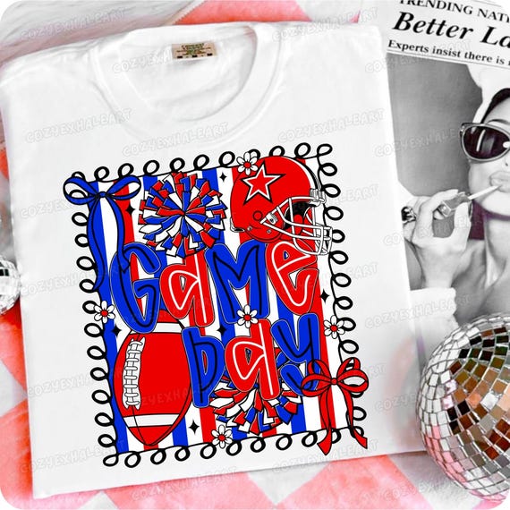 Preppy Football Mom Clipart: Coquette Cheerleader Spirit PNG for Game Day Sublimation
