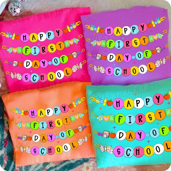 First Day of School Bracelet PNG: Retro Teacher Sublimation Design (Digital Download)