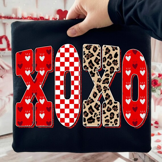 Preppy XOXO Valentine Glitter Png Mama Leopard Checkered Heart Love Be Mine Retro Brushstroke Coquette Christian Jesus Vday Digital Art