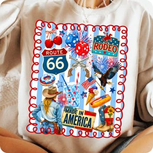 Western Collage 4th of July PNG, Retro Patriotic Sublimation Design, Preppy Coquette USA Shirt Clipart, Vintage Independence Day Art