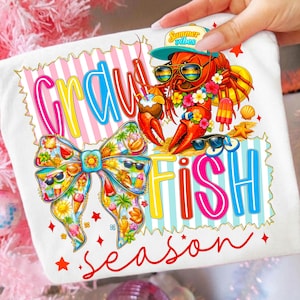 Crawfish Season Png Preppy Crawfish Png Coquette Bow Png Sublimation Design Louisiana Crawfish Shirt Png Digital Download Retro Stripes Png