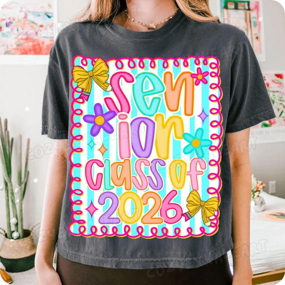Senior 2026 PNG: Floral Coquette Graduation Shirt Design (Digital Download)