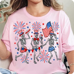 Patriotic Skeletons PNG, Funny USA 4th of July Red White Blue Sublimation Design, Independence Day America Party Shirt Graphic