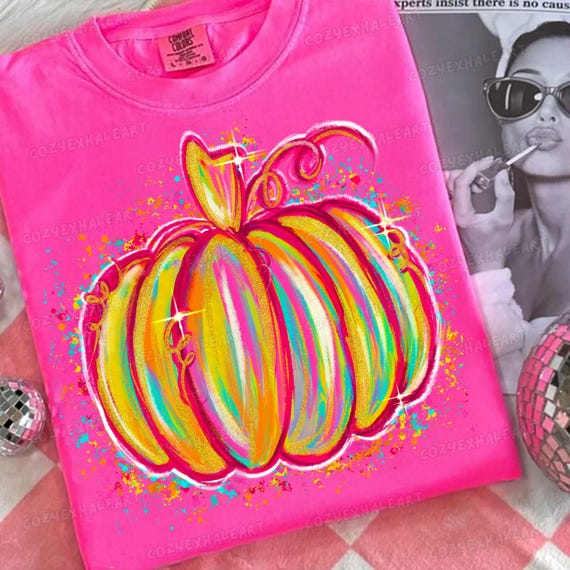 Coquette Brushstroke Pumpkin PNG: Preppy Fall Halloween Shirt Design for Sublimation & Autumn Trends