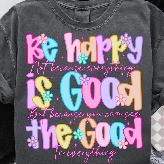 Be Happy PNG: Retro Preppy Sublimation Design (Digital Download)