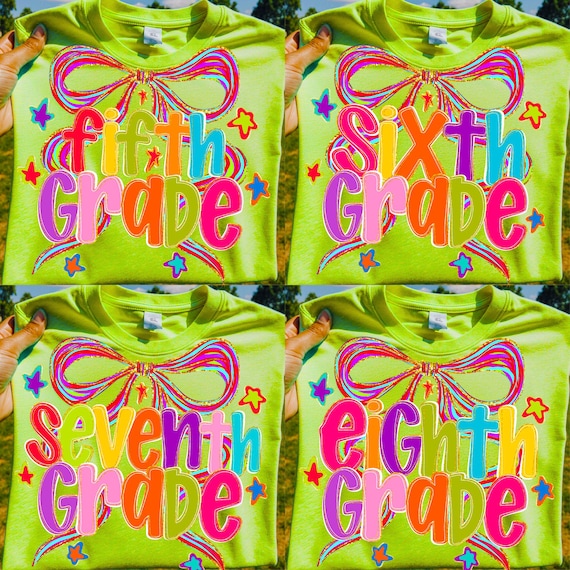 Preppy Back to School PNG Bundle: Pink Bow Teacher Shirt Design (Digital Download