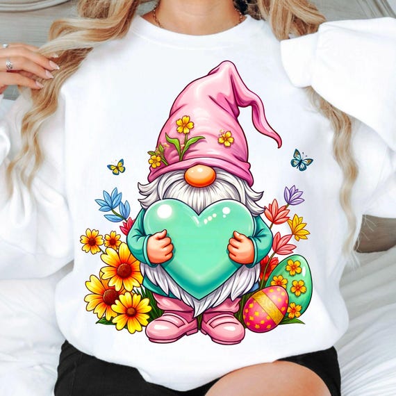 Easter Gnome Bunny PNG: Coquette Bow Design, Holiday Clipart (Digital Download)
