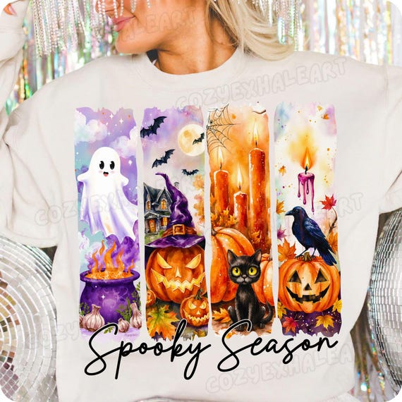 Coquette Ghost PNG: Watercolor Pumpkin Halloween Design (Digital Download