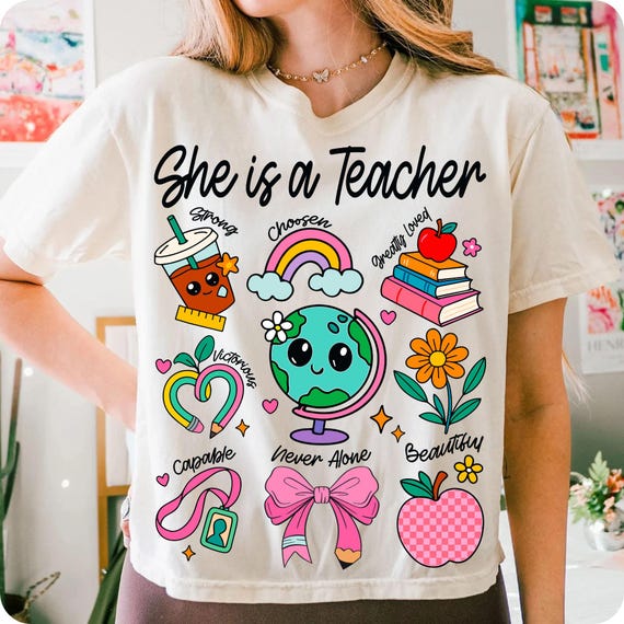 Christian Teacher Floral PNG: Coquette Bow Design (Digital Download)