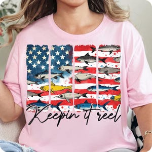 keepin it reel, fish png, america png, patriotic png, usa flag png, hooker png, fishing png, 4th of july png, retro america, sublimation, digital file, july 4th shirt, summer fish png