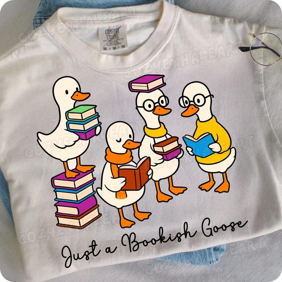 Bookish Goose PNG: Funny Reading Goose Design (Digital Download)