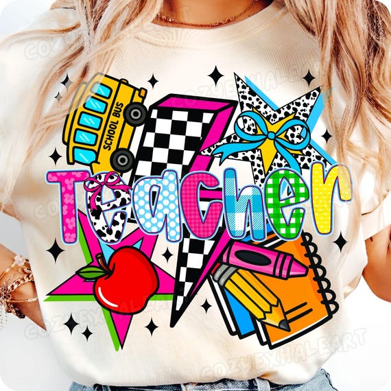 Preppy Teacher PNG: Retro Checkered Last Day of School Design (Digital Download