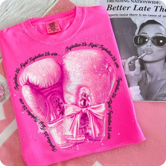 Together We Fight PNG: Breast Cancer Awareness Boxing Gloves Design (Digital Download