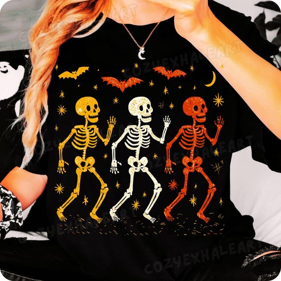 Retro Halloween PNG: Dancing Skeletons, Leopard, Cherry, Ghost (Digital Download)