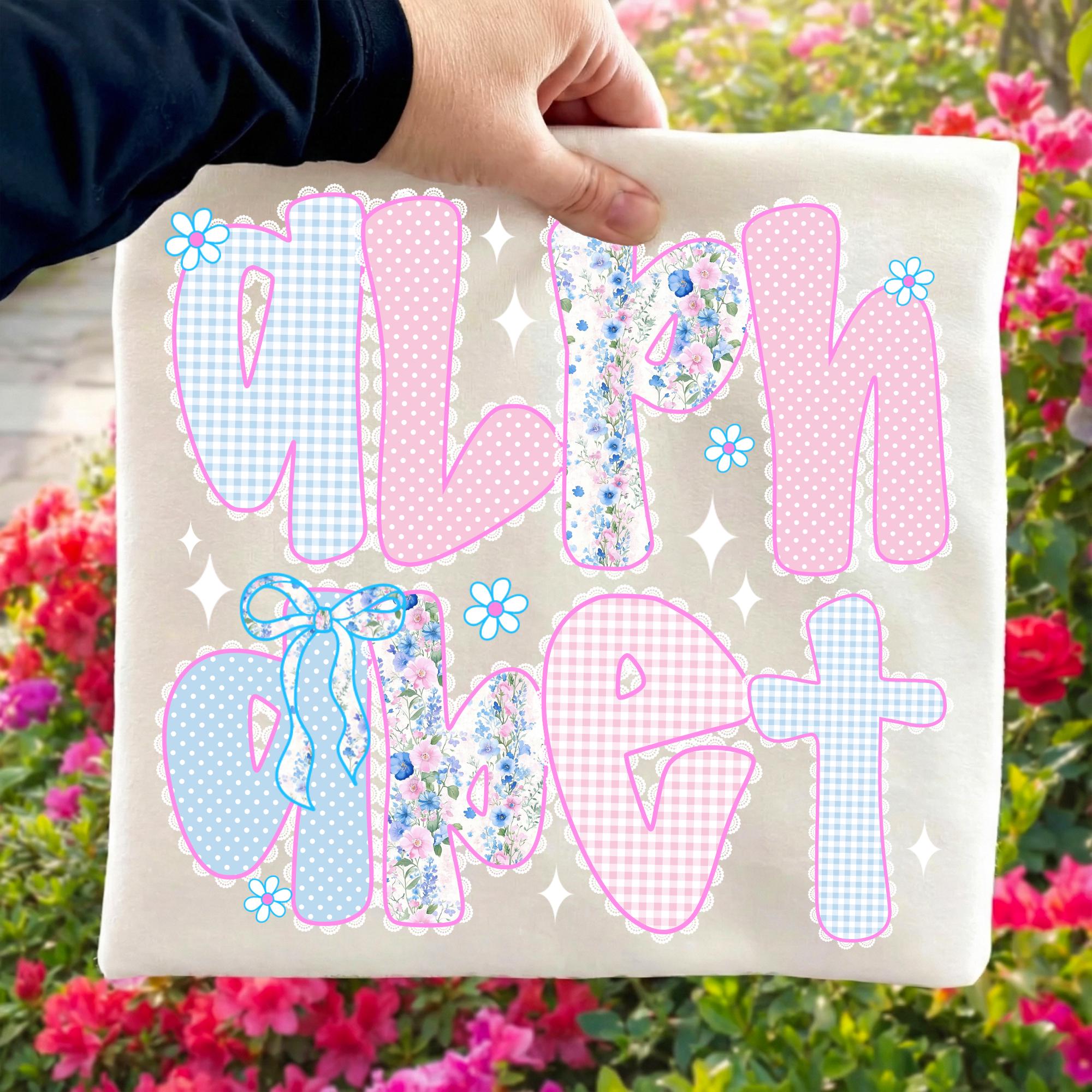 Grandmillennial Alphabet PNG Preppy Floral Gingham Alpha Set Lace Trim ...