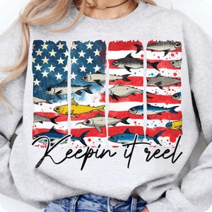 keepin it reel, fish png, america png, patriotic png, usa flag png, hooker png, fishing png, 4th of july png, retro america, sublimation, digital file, july 4th shirt, summer fish png