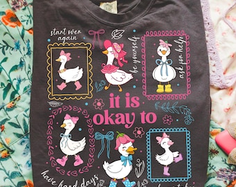 Motivational Goose PNG: Retro Coquette Mental Health Design (Digital Download)