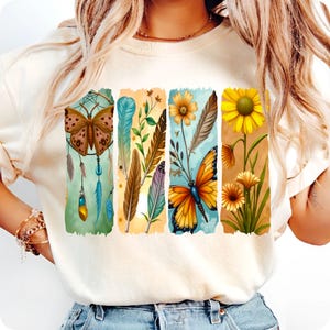 Boho Wildflowers PNG: Sunflower, Dreamcatcher, Butterfly (Digital Download)