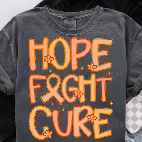 Preppy Leukemia Awareness Orange Ribbon PNG: Hope, Fight, Cure Digital Download for Shirts & Support