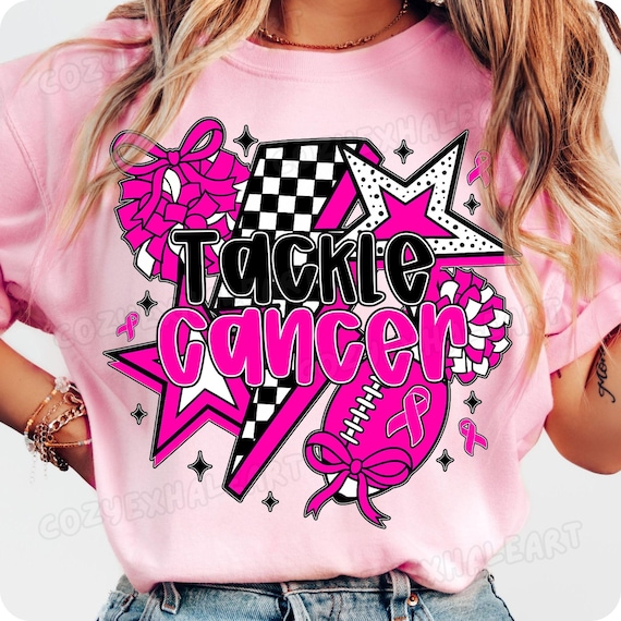 Tackle Breast Cancer Football PNG: Pink Ribbon Game Day Design (Digital Download