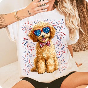 Patriotic Dog Bundle PNG, 4th of July Dog Illustration, USA Dog Sublimation, Dog Wearing Stars and Stripes Bow, Dog Mom Design