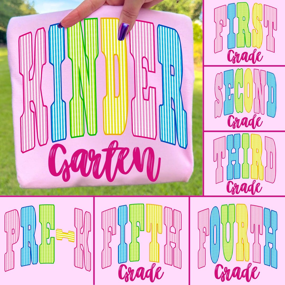 Preppy Seersucker Back to School PNG Bundle Kindergarten Pre-K 1st 2nd 3rd 4th Grade Teach