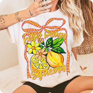 Preppy Lemon Summer PNG, Coquette Bow Lemonade Design, Easy Peasy Lemon PNG, Girly Summer Shirt Sublimation, Trendy Cottage Core Art