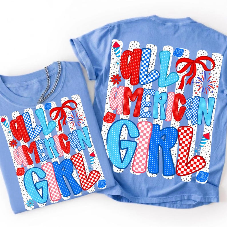 All American Girl Retro Patriotic Sublimation Design