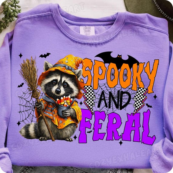 Funny Spooky Raccoon PNG Halloween Sublimation Design - Digital Download for Shirts & Crafts