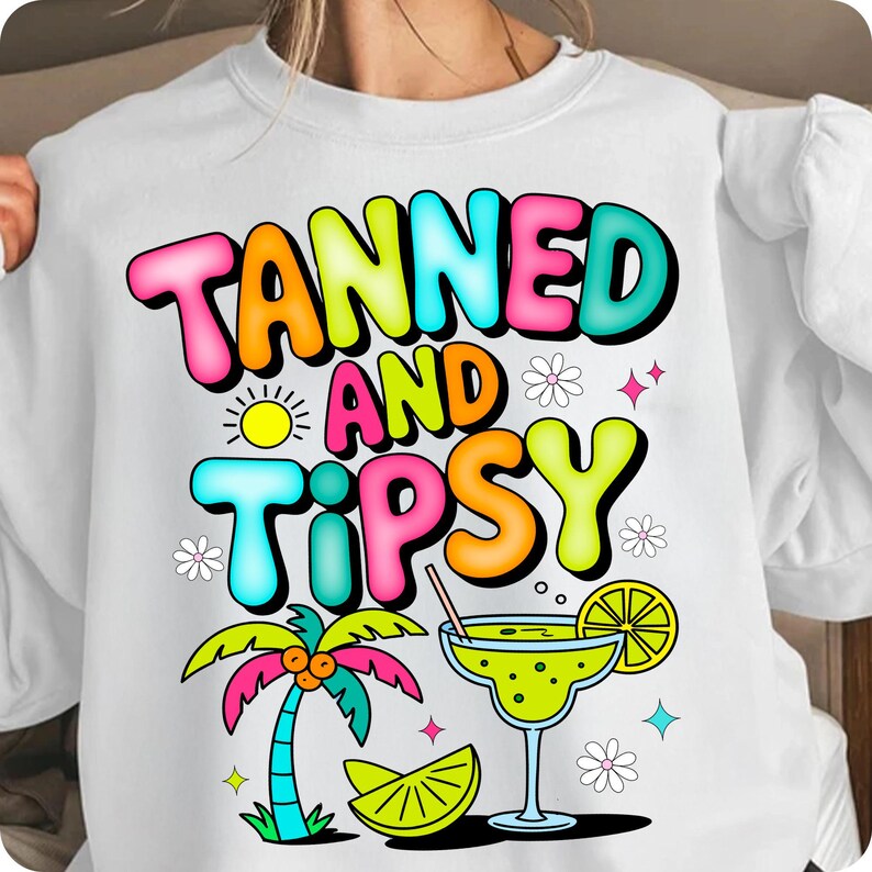High-Resolution Tanned and Tipsy Summer Sublimation Graphic