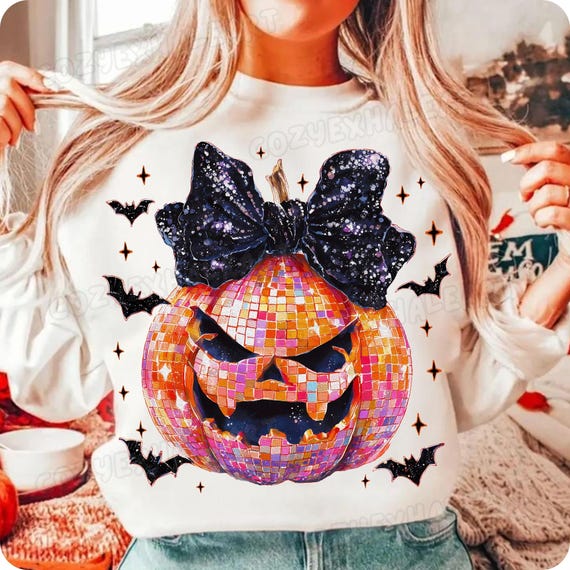 Coquette Halloween Pumpkin Bow PNG: Cute Fall Sublimation Design for Autumn Shirts & Digital Printing