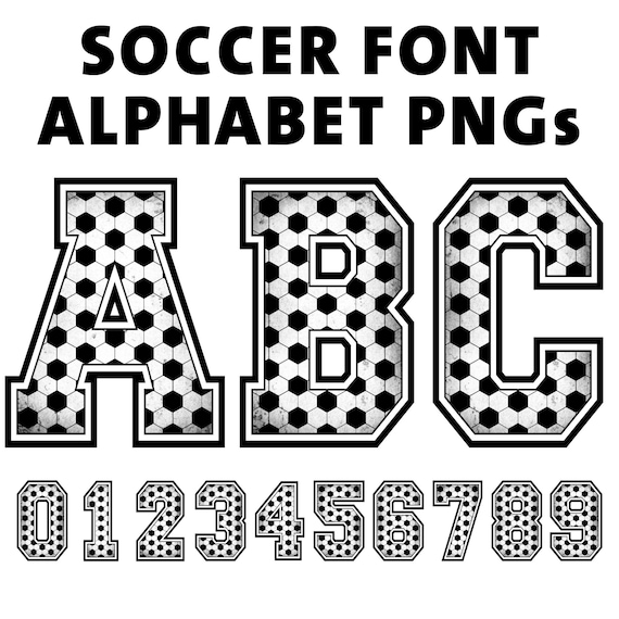 Soccer Font PNG Bundle: Varsity Letters, Doodle Sublimation (Digital Download)